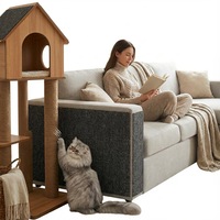 Covor de zgariat pentru pisici Averra®, autoadeziv, gri, 40x100cm, set de protectie pentru mobilier si podea