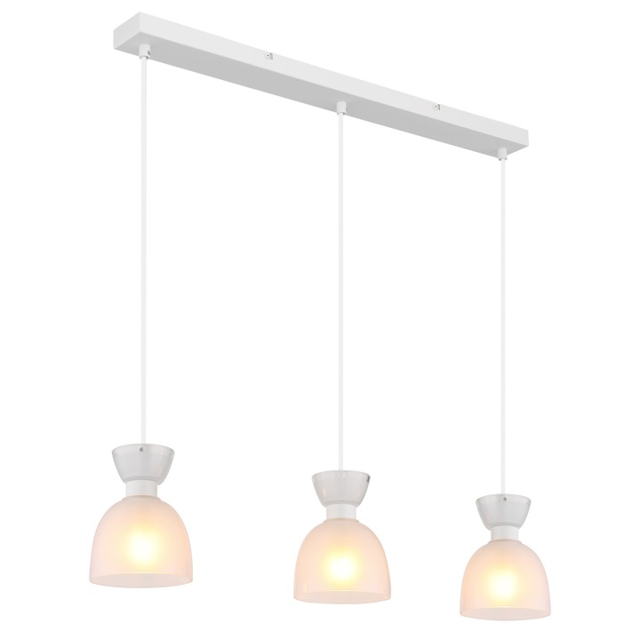 Висяща лампа GLOBO, матов бял метал, опалово стъкло, 650x130x1200mm