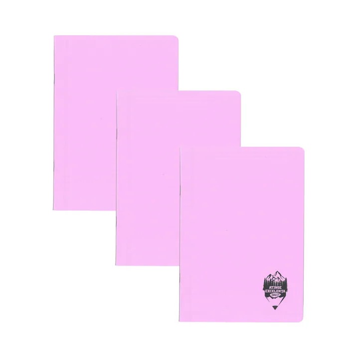 Set 3 caiete A5 80 file Dictando, coperta plastifiata Roz Daco