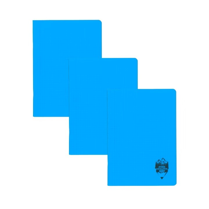 Set 3 caiete A5 80 file Matematica, coperta plastifiata Albastru, Daco