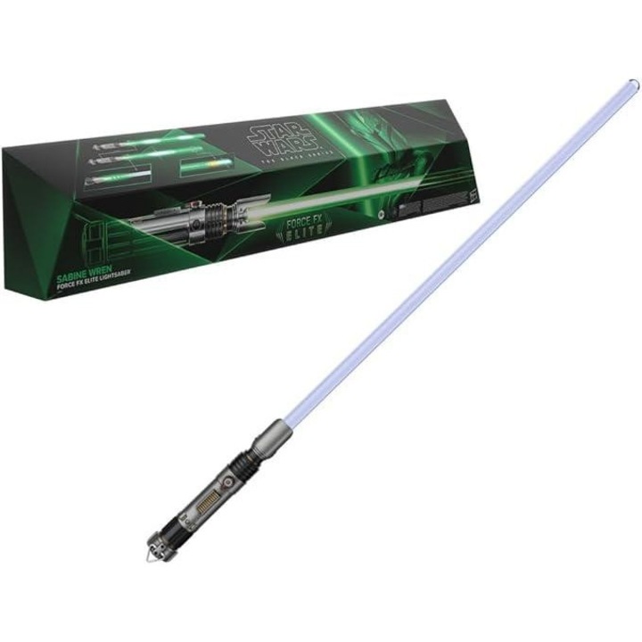 Sabie electronica, Hasbro, Star Wars Force FX Elite, efecte sonore, multicolor, cu suport