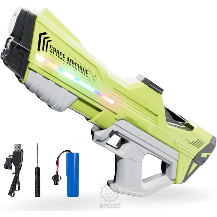 Pistol cu apă electric, Verde, 42x24x5, 5cm, pentru copii