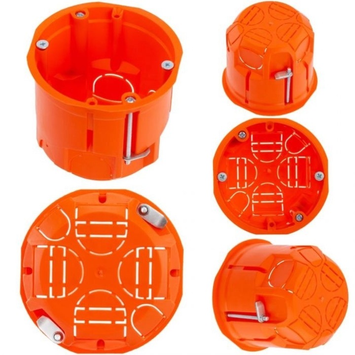 Doza derivatie pentru rigips, Set (10 bucati), Ø60x68mm, Portocalie ...