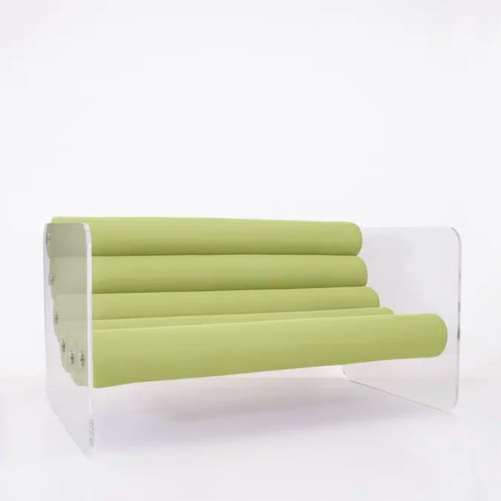 Canapea terasă exterior KUUMO, 4 locuri, perne verde olive, 150cm, panouri transparente PMMA