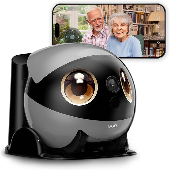 Enabot EBO Air 2 Plus FamilyBot, Robotto Intelligente AI per la Sicurezza Domestica con Immagine Facciale Personalizzata, Telecamera di Sorveglianza 3K con Batteria, Telecamera per Animali Domestici