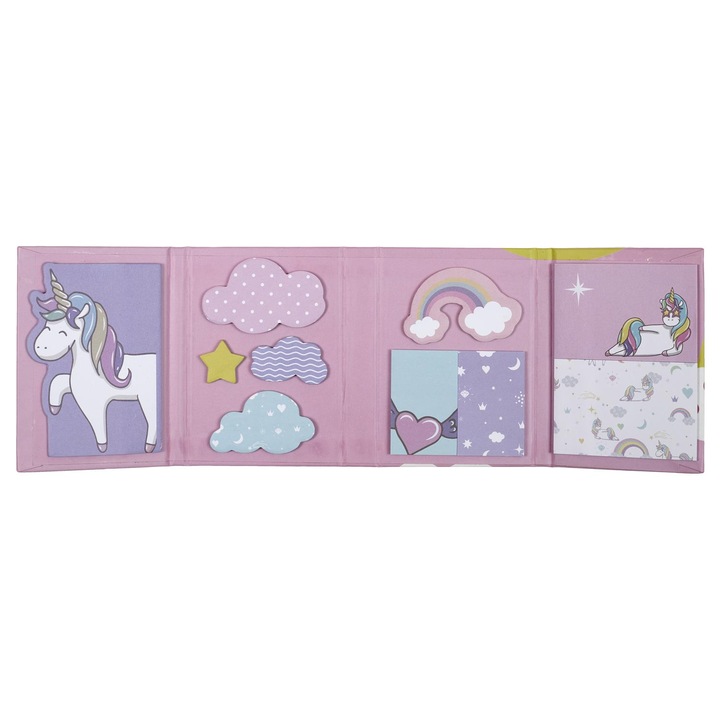 Set 10 notițe adezive, Jeux 2 Momes, design unicorni, mix forme, 11cm, multicolor