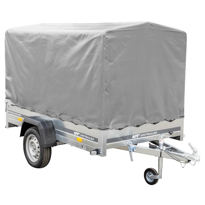 Remorcă auto set cu cadru H 1100 și husă, UNITRAILER, suspensie cu arcuri, gri, 230x125x110cm