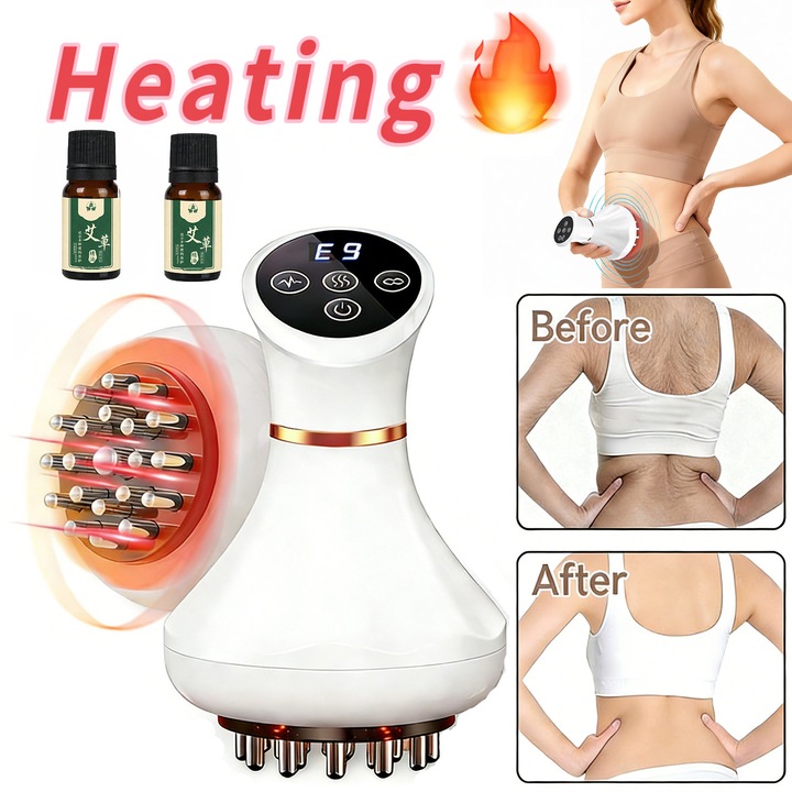 Aparat Gua Sha，modelator corporal si masaj anticelulitic, cu lumina rosie, functii de incalzire si vibratii, imbunatateste celulita si vergeturile