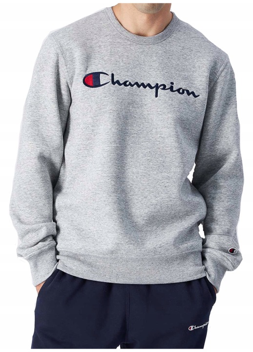 Champion, Bluza de trening cu logo brodatdwqf, Gri, S