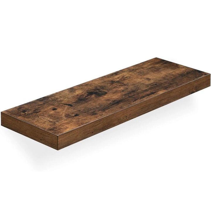 Fali lebegő polc, MDF, rögzítő rendszerrel, 80x20x4cm, vintage barna
