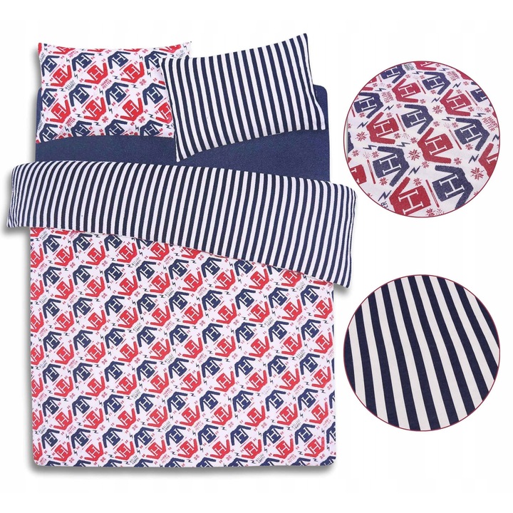 Set lenjerie de pat dubla model Harry Potter, Sarcia.eu, bumbac 100%, reversibila, multicolora, 200x200 cm