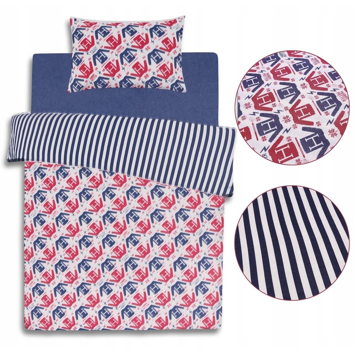 Set Lenjerie de Pat Harry Potter, Bumbac 100%, Reversibil, Multicolor, 135x200 cm