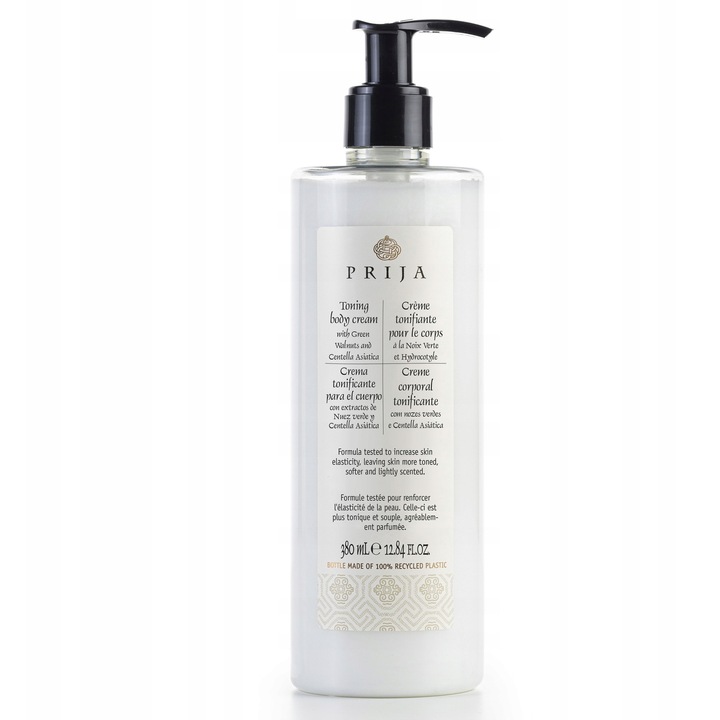 Crema de Corp PRIJA, Hipoalergenica & Lotiune Hidratanta Vegana 380ml, Piele Sensibila, Uscata, Flacon cu Pompita Dozatoare
