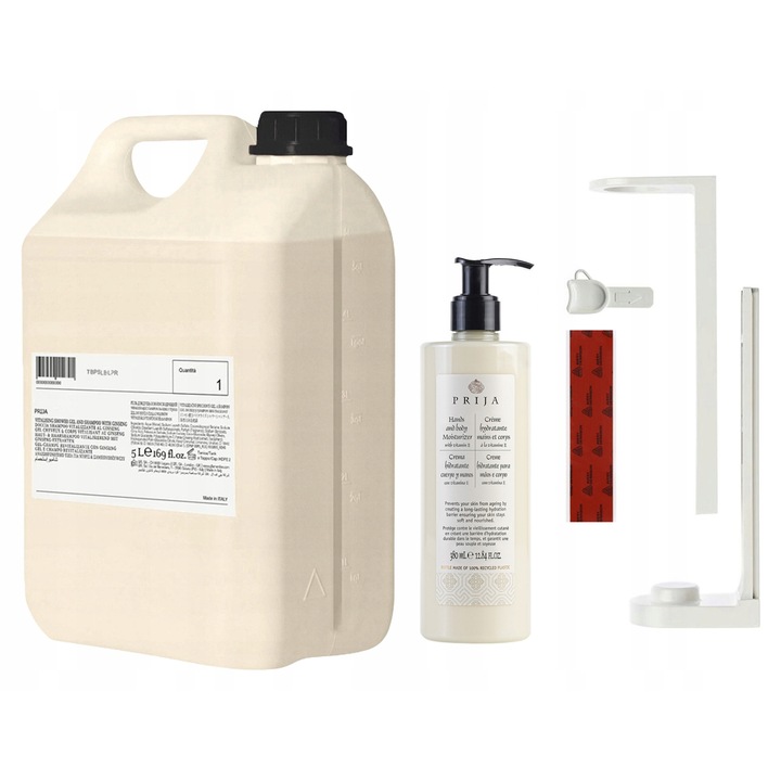 PRIJA tusfürdő szett, Oriental Aromatic 380ml + 5 literes utántöltő + elegáns adagoló tartó, fenntartható