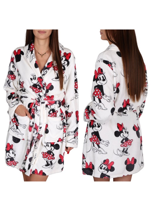 Halat de baie dama sarcia.eu, model Minnie Mouse, alb