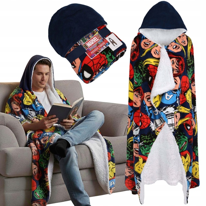 Patura Hanorac, model Marvel Avengers, Sarcia.eu, Ultra-Moale, Multicolor, 120x150 cm, Unisex, Ideal pentru Copii si Adolescenti