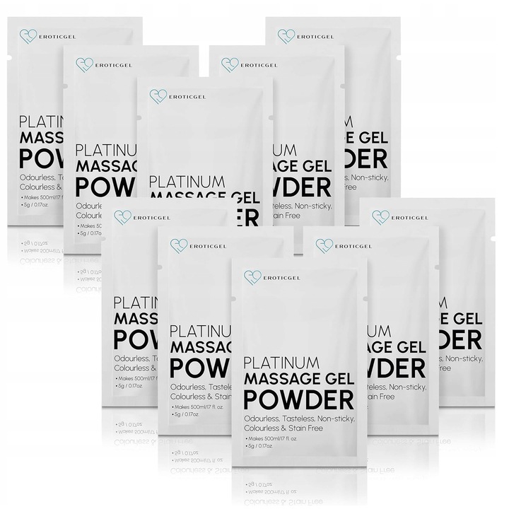 Комплект масажен гел Platinum Powder, sarcia.eu, Комплект 10 сашета по 5g, Релаксиращ, Успокояващ, За чувствителна кожа