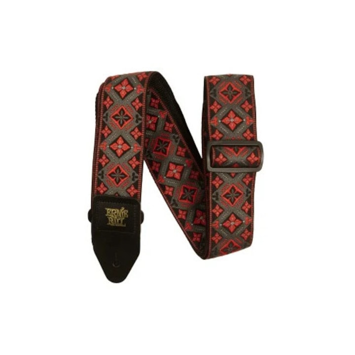 Curea chitară Ernie Ball 5346 Jacquard, roșu/negru, polyester, 2 inch, 100x170cm
