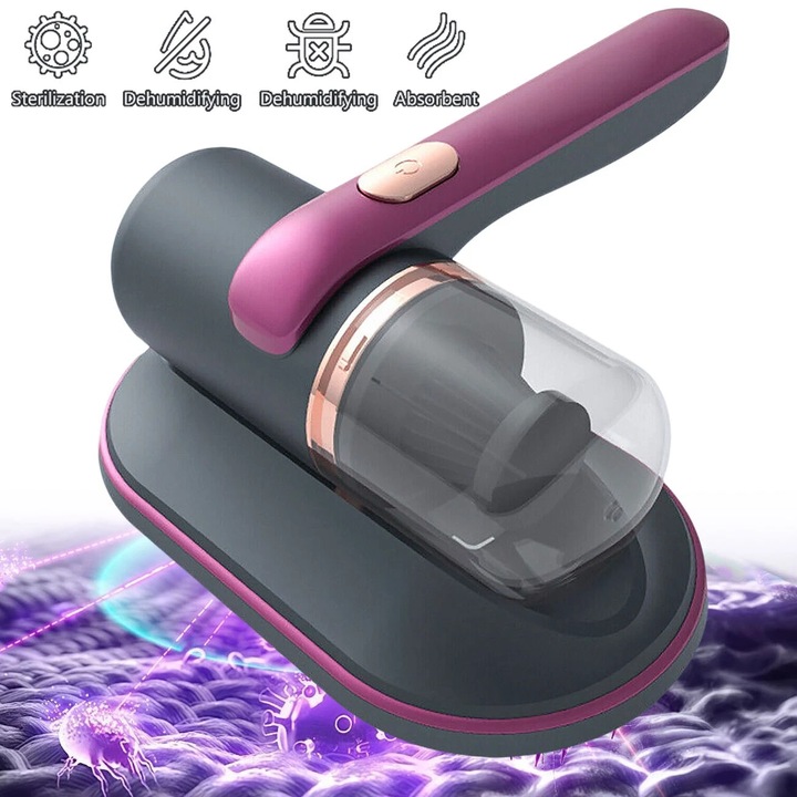 Aspirator pentru saltea, Aspirator antiacarieni, aspirator antialergenic pentru pat cu lumina UV-C si tehnologie de incalzire inalta, aspiratie de 10000pa