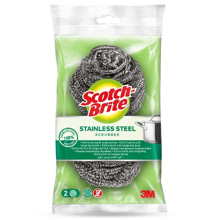 Scotch-Brite spirál szivacs konyhába, rozsdamentes acél, 2 db / készlet