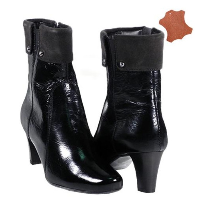 Botine dama din piele naturala Myra2, negru, Negru