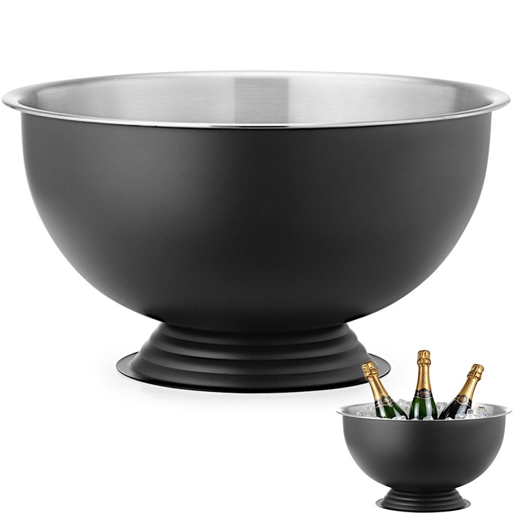 Bol de sampanie BarUp, 13L, inox, negru, 393x214mm