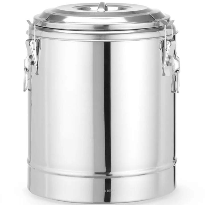 Termosz melegentartó edény vendéglátáshoz, HENDI Kitchen Line 23L, rozsdamentes acél, 2 ergonomikus fogantyúval, 350x440mm