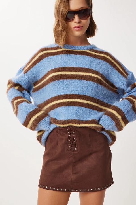 Fusta mini, Happiness Istanbul, poliester/elastan, maro