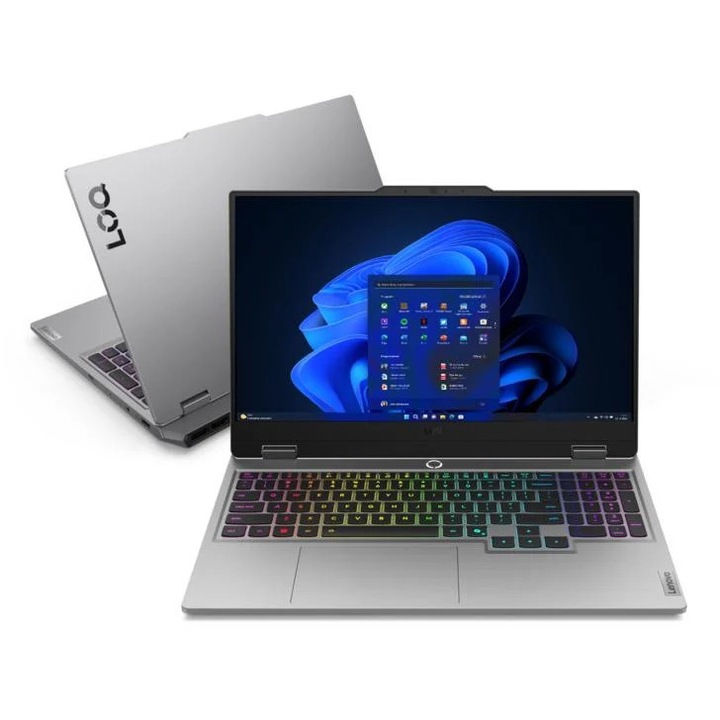 Laptop Lenovo LOQ 15Ahp10, AMD Ryzen 5 220, 16 GB RAM, 512 GB SSD, GeForce RTX 5050, 15.6" FHD, Luna Grey