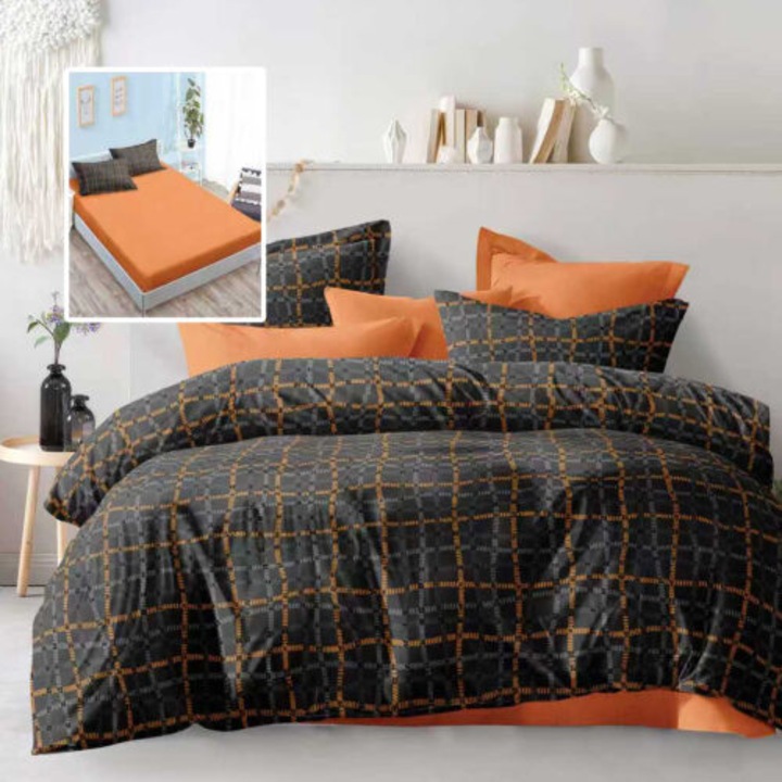 Lenjerie de pat microfibra Ralex Pucioasa, 6 piese, 160x200cm / 200x230cm / 50x70cm / 70x70cm, multicolor