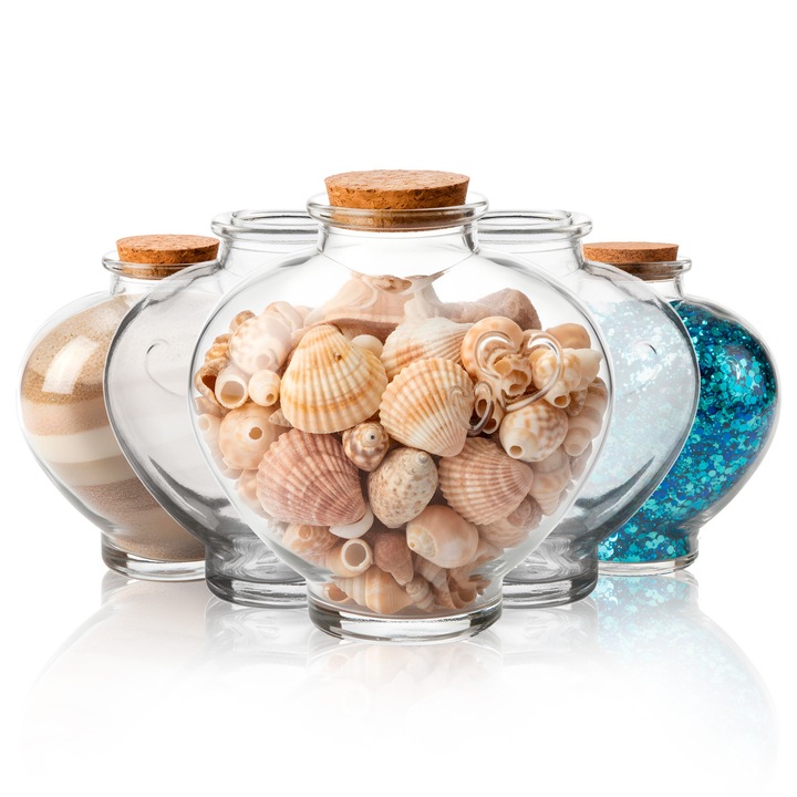 Set Sticla Inima Cu Dop, SuperButelki, 350 ml, Pentru Lichioruri De Casa, Pentru Vin, Ideea Perfecta De Cadou, Inaltime 11.6 cm, Latime 10.7 cm, Greutate 203 g, 5 Buc, Transparent