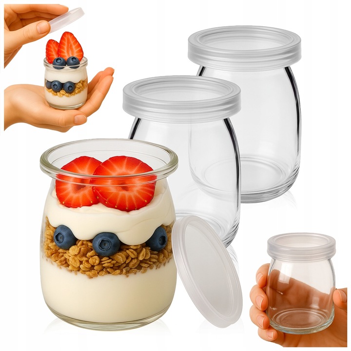 Set Borcane Cu Dopuri, SuperButelki, Sticla, 100 ml, Pe, 90 g, Cilindrice, Usor De Curatat, Pentru Conserve De Casa, 7 x 5.3 x 4.1 cm, Transparent, 6 Buc