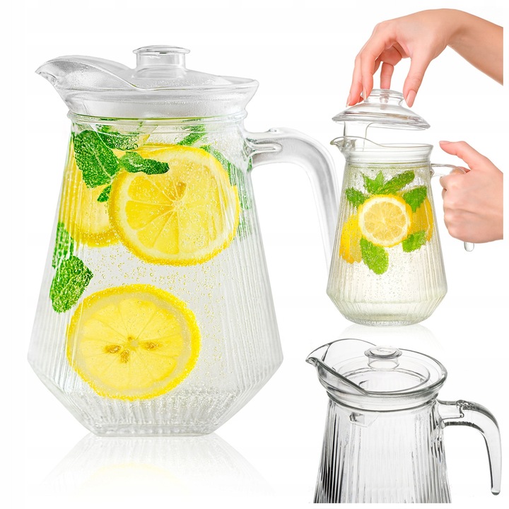 Set Carafa Din Sticla Cu Maner Si Dop Din Plastic, SuperButelki, 1.3 l, Sticla, Usor De Turnat, Pentru Lichioruri De Casa, Pentru Vin, Ideea Perfecta De Cadou, Usor De Curatat, 20 x 13.1 cm, Transparent