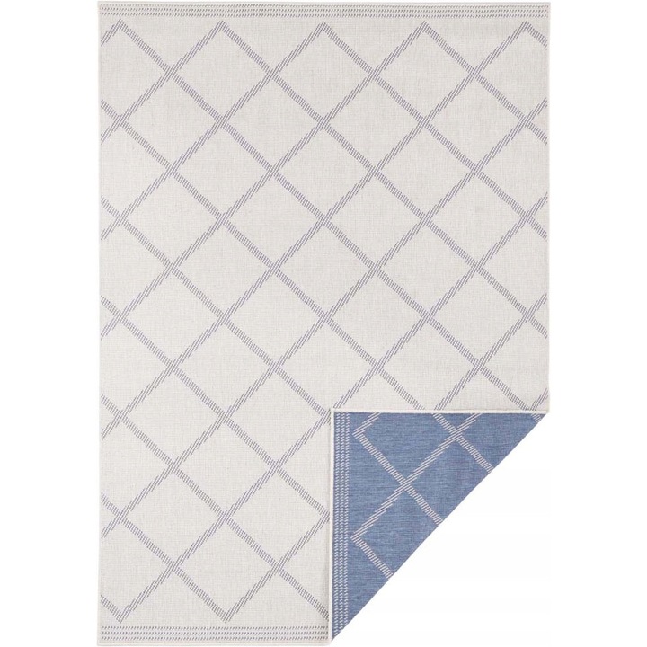 Covor, Bougari, Calitate Inalta, Polipropilena, Tesatura Plat, Rezistenta La Conditii Atmosferice, Certificat: Oeko-Tex Standard 100, 120x170 cm, Albastru