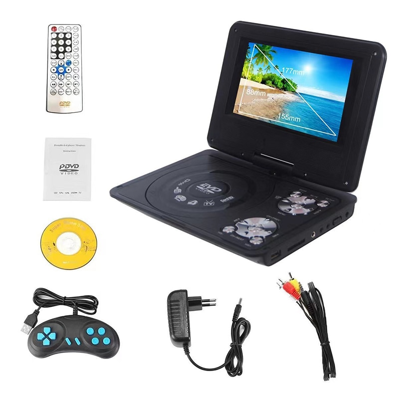 DVD, 13,9 inchi, portabil, design multifunctional, FM, suport TV