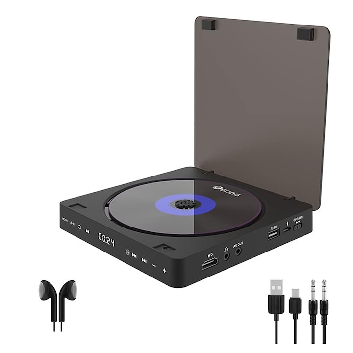 Set DVD Player si accesorii, Duueyct, 1080P, conectivitate USB, compact, pentru toate regiunile, negru