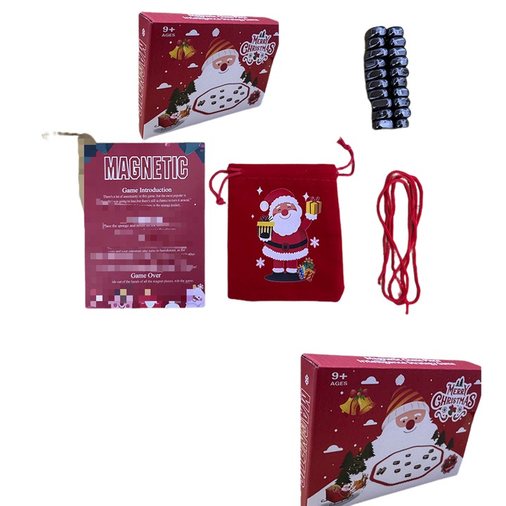 Mágneses társasjáték, mágneses hatás, 20 darab, piros, karácsonyi kiadás, szett