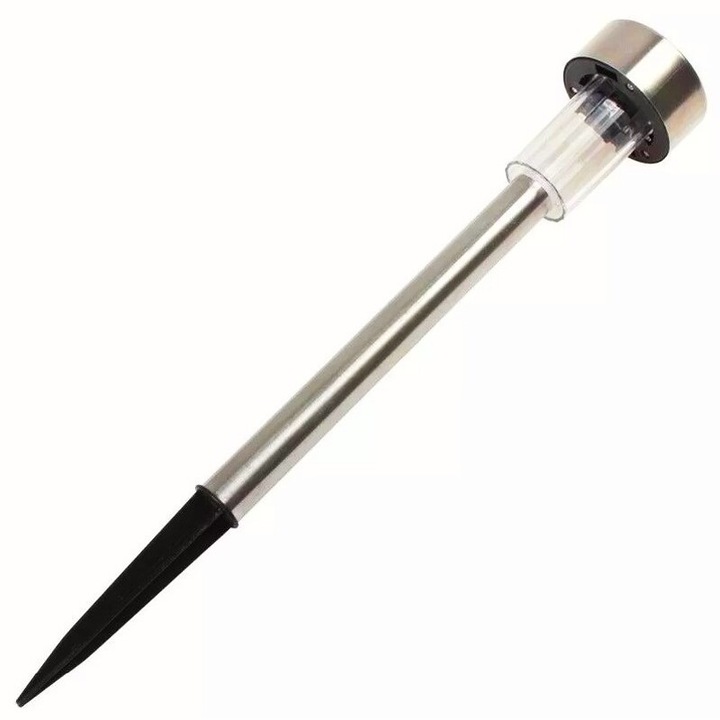 Lampa solara pentru gradina, Led de exterior dispersor normal, 0.06w, Inox, 29 cm, Instalare usoara