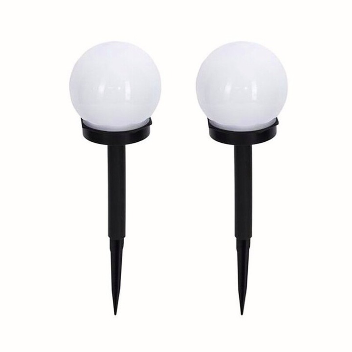 Set lampi solare, 2 lampa solara led, Sferica, Tip glob, Diametru 10 cm, Multicolor, Rezistent intemperii