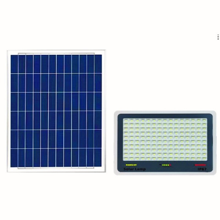 Соларен прожектор, LED с панел, Сензор за светлина, Водоустойчив, 140 вградени LED диода, 65W, 19.5x17 см, 3000 mAh, IP67, Модерен дизайн, Движение, Режими на осветление, Черен