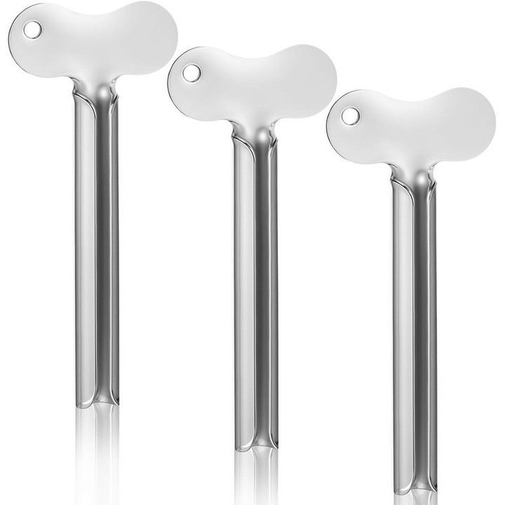Set 3 piese stoarcere tuburi din inox, pentru pasta de dinti, vopsea, crema si cosmetice, durabil, usor de utilizat, economiseste produsul, compact si portabil