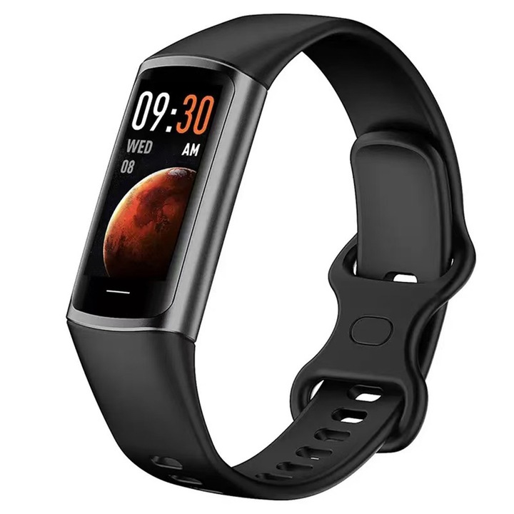 C68 Okos Fitness Sport Karkötő, Bluetooth Hívásokkal, Többnyelvű, Hívás, SMS és Közösségi Média Értesítésekkel, IP68 Vízálló, AMOLED HD Képernyő, Pulzusszám, SpO2, Testhőmérséklet, Alvásfigyelés és Zenelejátszás Funkciókkal, Fekete