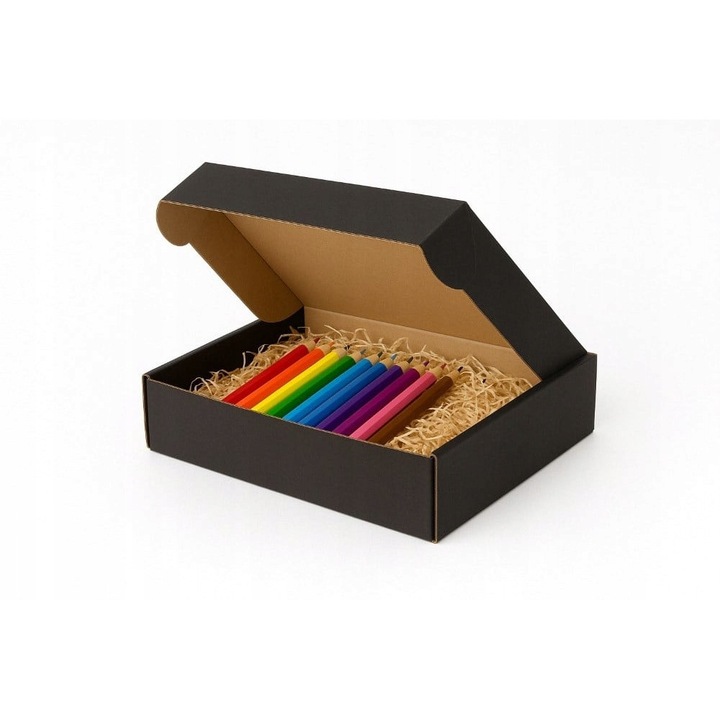 Cutie Expediere Cadou, Neopak, Gabarit A, 250x200x50 mm, Carton Fasonat Calitativ, Ambalaj Profesional Pentru Produse De Lux Si Cadouri Elegante, Aspect Estetic Deosebit, Neagra