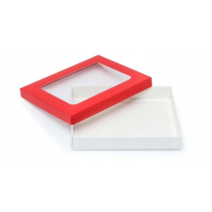 Cutie Cadou Cu Fereastra, Neopak, Model Rosu Decorativ, 195x155x30 mm, Carton Rezistent, Ambalaj Elegant Pentru Prezentarea Produselor Cosmetice Sau Artizanale, Culoare Rosie