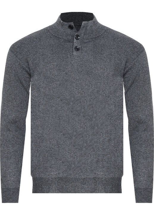 Pulover barbati, Must, S8212, guler scurt, gri deschis, material moale