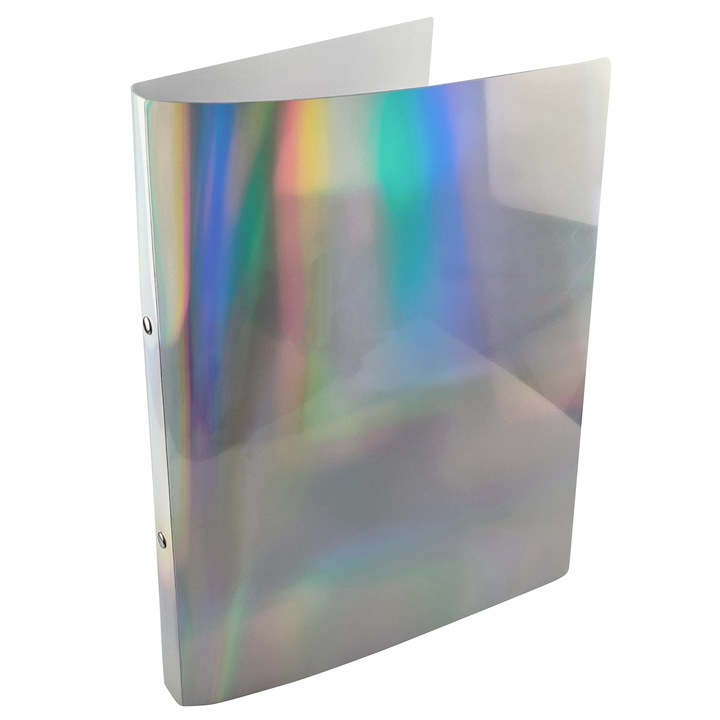 Binder, Netuno, A4, Acoperire Holografica, Mecanism Cu 2 Inele Metalice, Buzunar Interior Transparent, Plastic, 31.5 x 25.5 x 2 cm, Holografic, 100 Coli