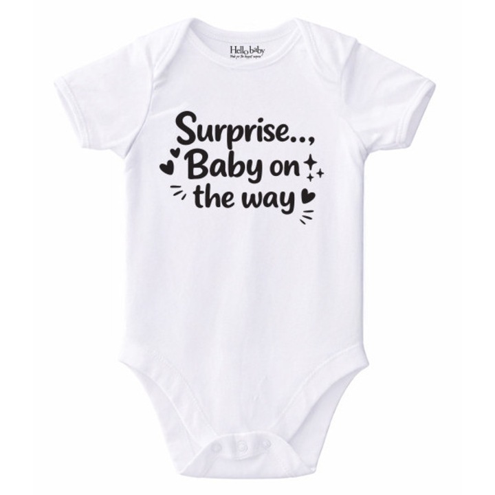Body bebelus anunt sarcina-Surprise… Baby on the wa, Alb, 50 CM