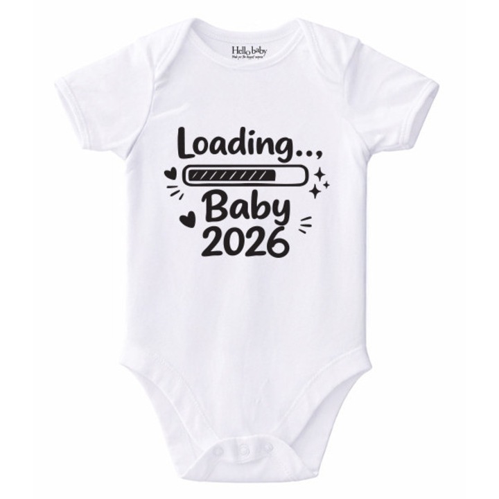 Body bebelus anunt sarcina -Se incarca… bebe 2026, Alb, 50 CM
