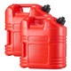 Set 2 canistre combustibil 19 L, design plat, etanș, roșu, 34x23x39cm
