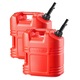 Set 2 canistre combustibil 19 L, design plat, etanș, roșu, 34x23x39cm